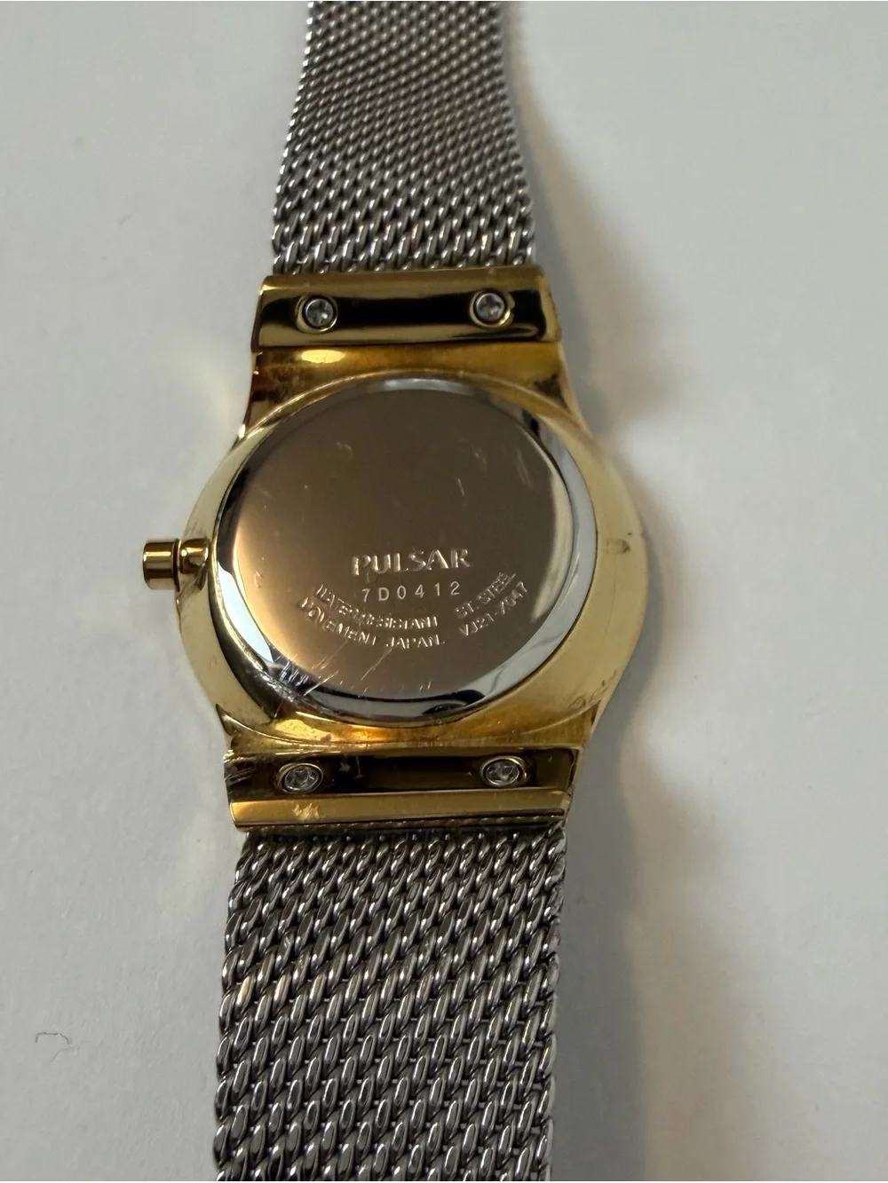 Pulsar Ladies Watch with Gold Plated Case and Stainless Steel Milanese Mesh Band